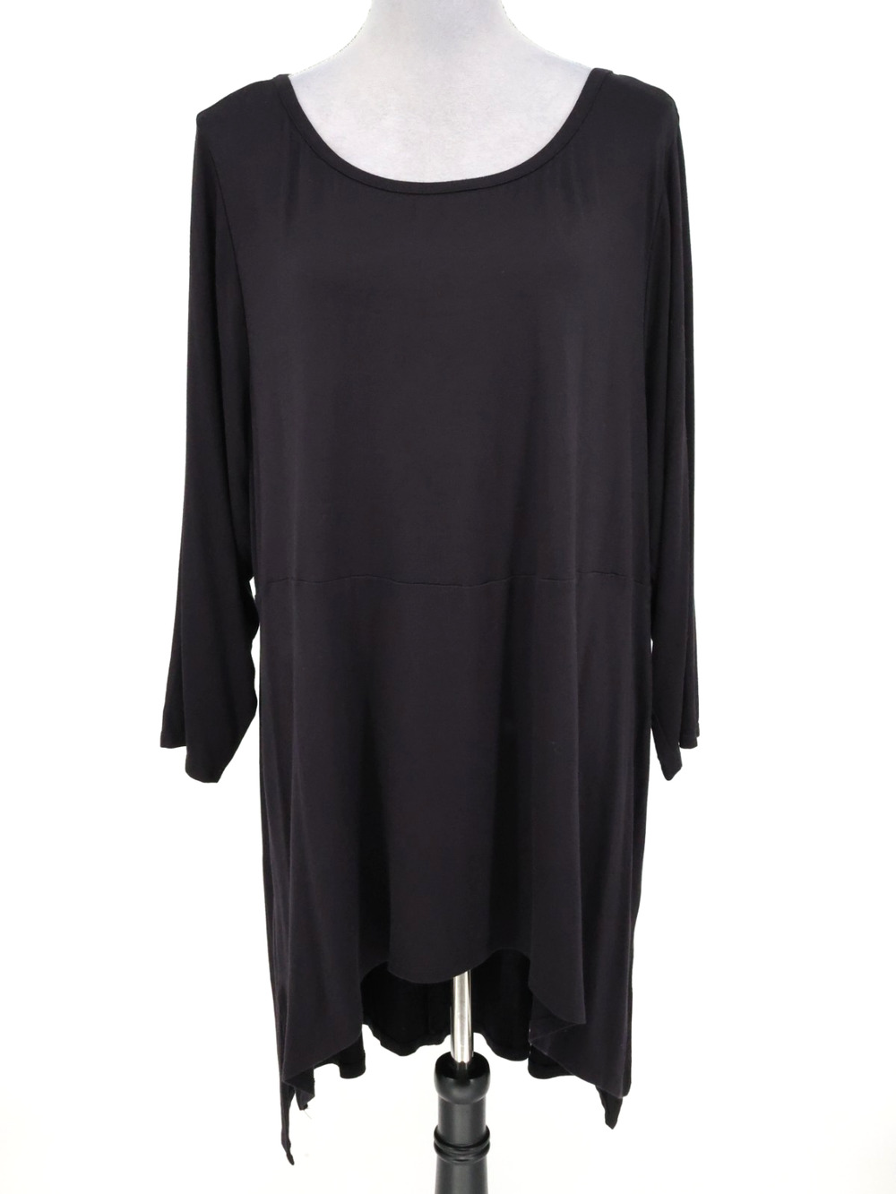 Lane Bryant Top Plus Sz 22 Black Stretch Knit Pullover Blouse Shark Bite Hem New